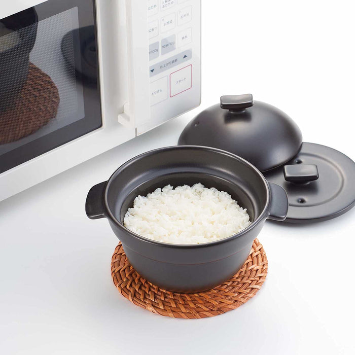 Santo Rice Cooker 3 Cups 1600Ml Banko Ware Microwave Oven Safe Black Japan-Kiichin - The #1 Place for Japanese Goods in Your Hand!