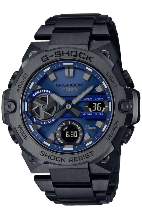 Casio G-Shock 灰色男式 G-Steel 手表，带智能手机链接碳芯防护结构 - Gst-B400Bd-1A2Jf