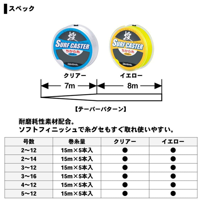 Daiwa Surfcaster Chikara 尼龙线 15 米 x 5 透明 2-14 磅