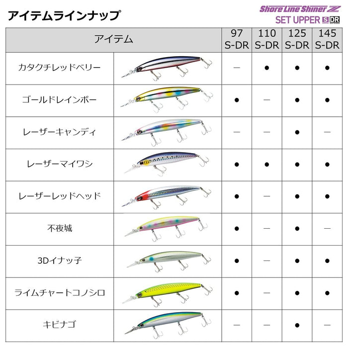 Daiwa Shoreline Shiner Z 97S 诱饵（青柠色图表 Konoshiro）