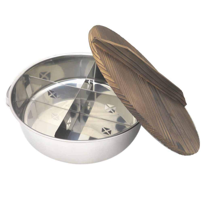 Endo Shoji Polished 330mm Stainless Steel Oden Pot with Wooden Lid-Kiichin - The #1 Place for Japanese Goods in Your Hand!