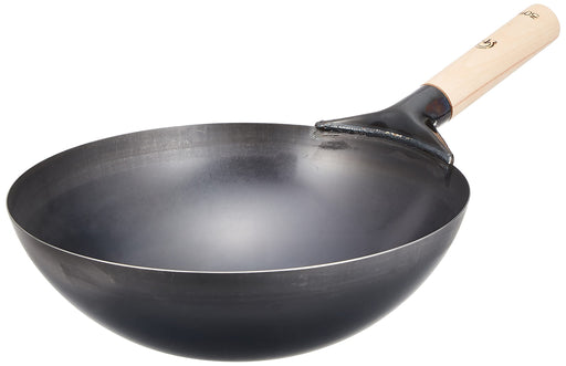 Endo Shoji 33cm Iron Peking Wok with Wooden Handle for Stir-Frying-Kiichin - The #1 Place for Japanese Goods in Your Hand!