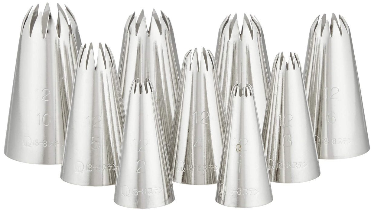 Endo Shoji Tkg Pastry Bag Tip Set 9pcs Stainless Steel 12 Flower Cuts Rust-Resistant-Kiichin - The #1 Place for Japanese Goods in Your Hand!