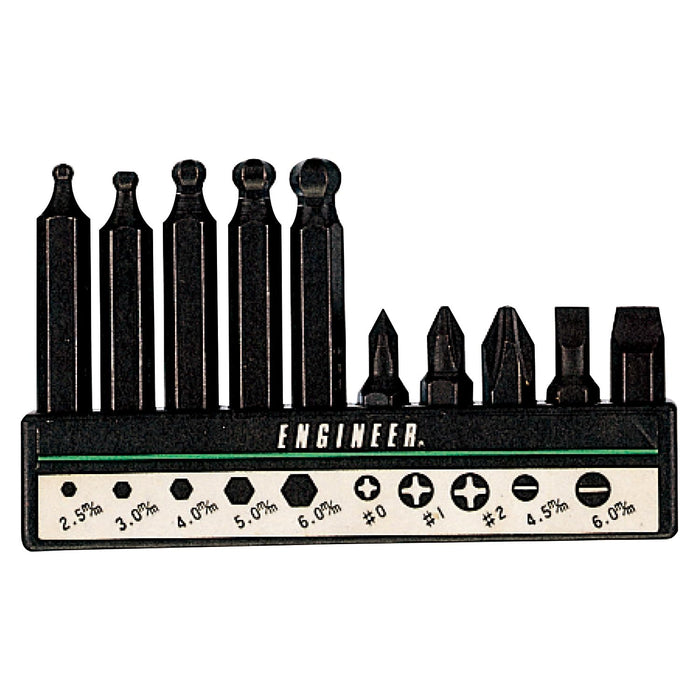 Engineer 10-Piece Bit Set - Phillips Flathead Hexagon Ball Point - DR10 Set