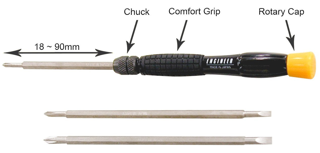 Engineer Interchangeable Precision Screwdriver Set DK-13 - 00/0/0 Sizes