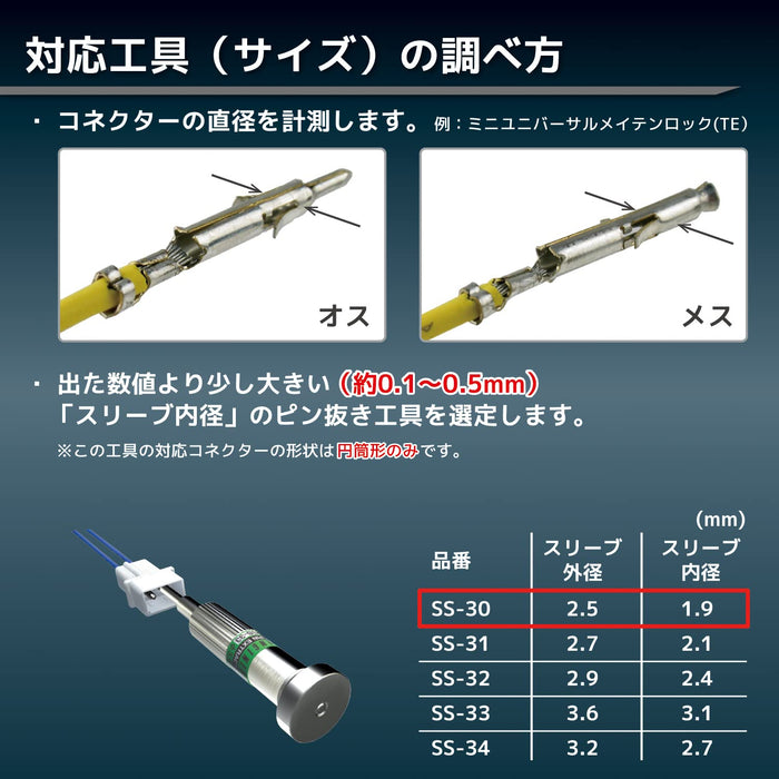 Engineer Brand SS-30 Connector Pin Removal Tool Φ2.5mm Tip Size