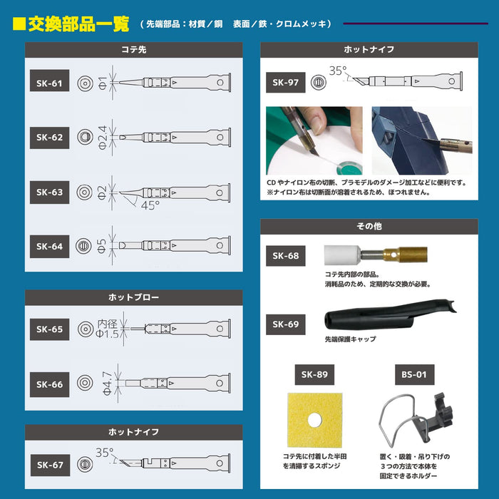 Engineer Skb-60 氣體烙鐵，附尖端熱風架和熱刀