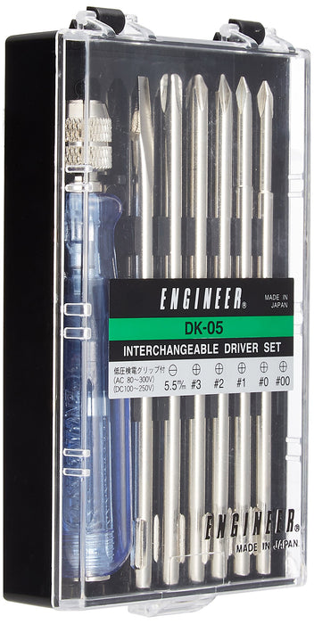 Engineer 7-Piece Interchangeable Screwdriver Set with Low-Voltage Tester Grip Dk-05