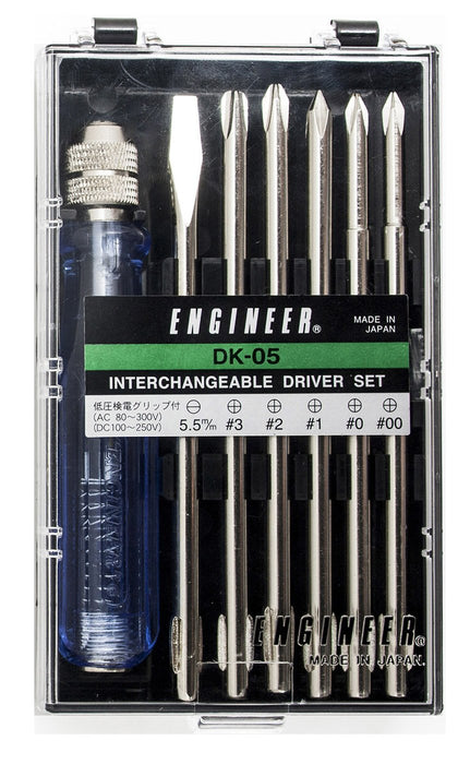 Engineer 7-Piece Interchangeable Screwdriver Set with Low-Voltage Tester Grip Dk-05