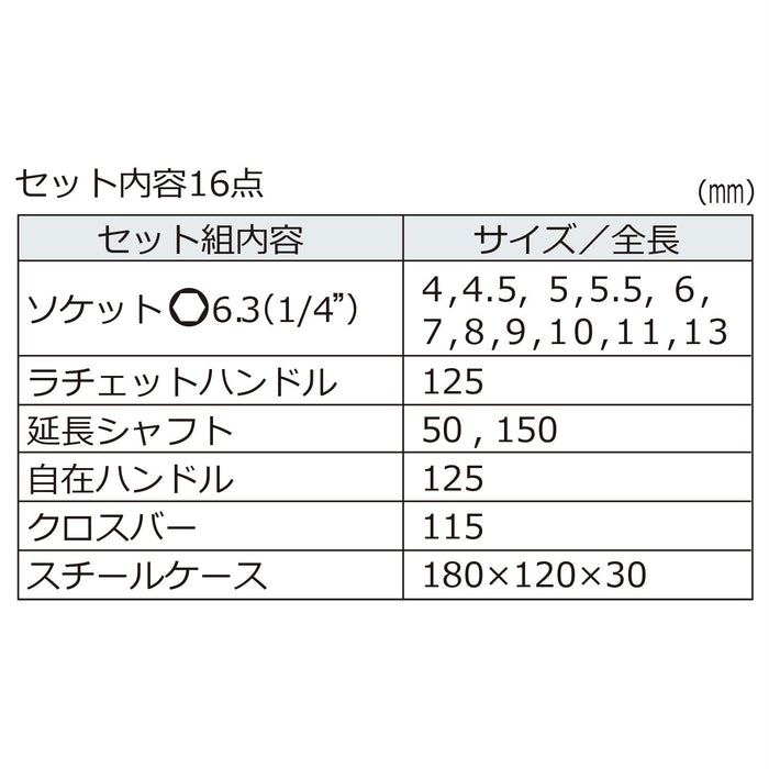 Engineer 16 件套筒扳手套装 Tws-02 专业手动工具