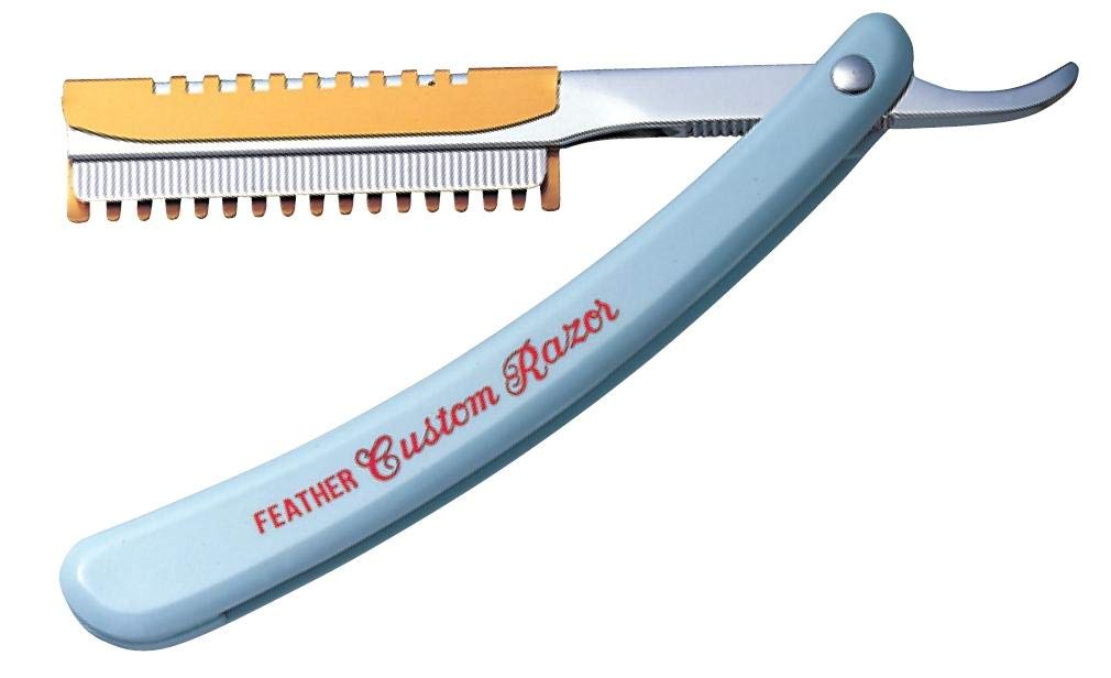 Feather Razor Hand Position Feather Safety Razor - Custom Leather Handle Replaceable Blade Type