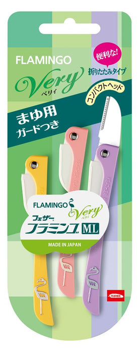 Feather Safety Razor 3 Pieces - Flamingo Ml Berry Edition