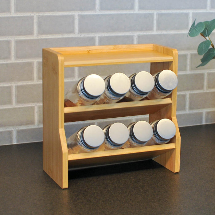 Hehe∞Takemi｜∞Takemi Bamboo Spice Rack 3-Tier Slanted Large Capacity Organizer-Kiichin - The #1 Place for Japanese Goods in Your Hand!