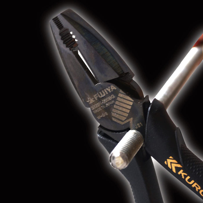 Fujiya 200mm Eccentric Power Pliers Black Gold with Deburring Function