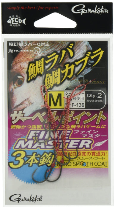 Gamakatsu 螺紋 Sabre Point Fine Master 3 件裝魚鉤 F136 M 釣魚鉤