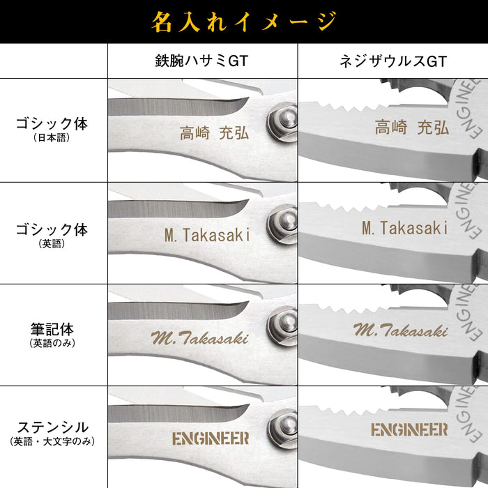 Engineer Nejisaurus & Iron Scissors Set with Name Engraving Green PGT-03A in Paulownia Wood Box