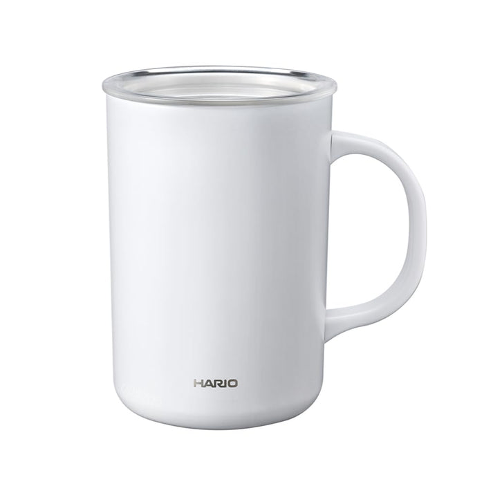 Hario White Ceramic Double Layer Vacuum Insulated Mug with Lid 470ml