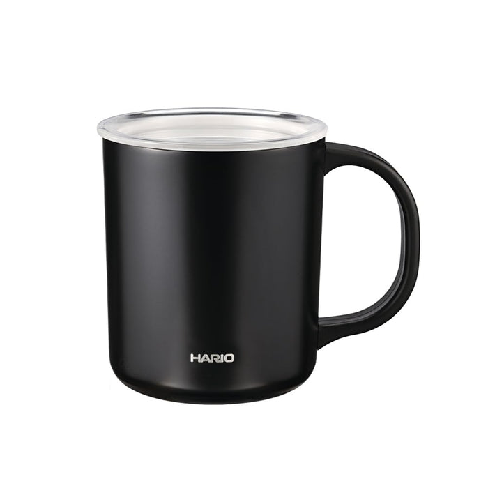 Hario Ceramic Double Layer Vacuum Insulated Mug Black 350Ml With Lid