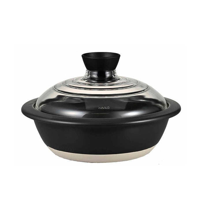 Hario No 8 Clay Pot with Glass Lid 2000ml GDN-225-BW Cookware-Kiichin - The #1 Place for Japanese Goods in Your Hand!