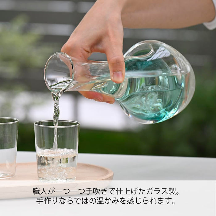 Hario Cool Carafe 360ml Transparent Green Sake Cup with Ice Pocket