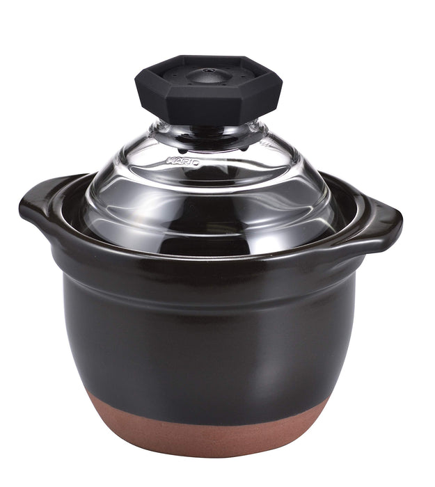 Hario Glass Rice Pot 1-2 Cups GNR-150-B Black Japan-Kiichin - The #1 Place for Japanese Goods in Your Hand!