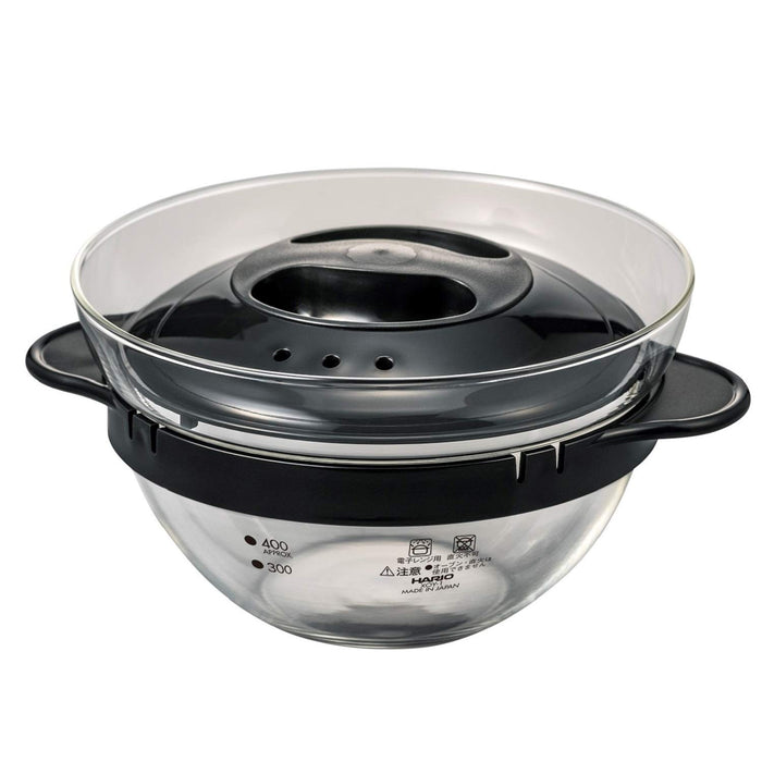 Hario Glass Microwave Side Dish Pot 450ml Black Easy Cooking Japan Made-Kiichin - The #1 Place for Japanese Goods in Your Hand!