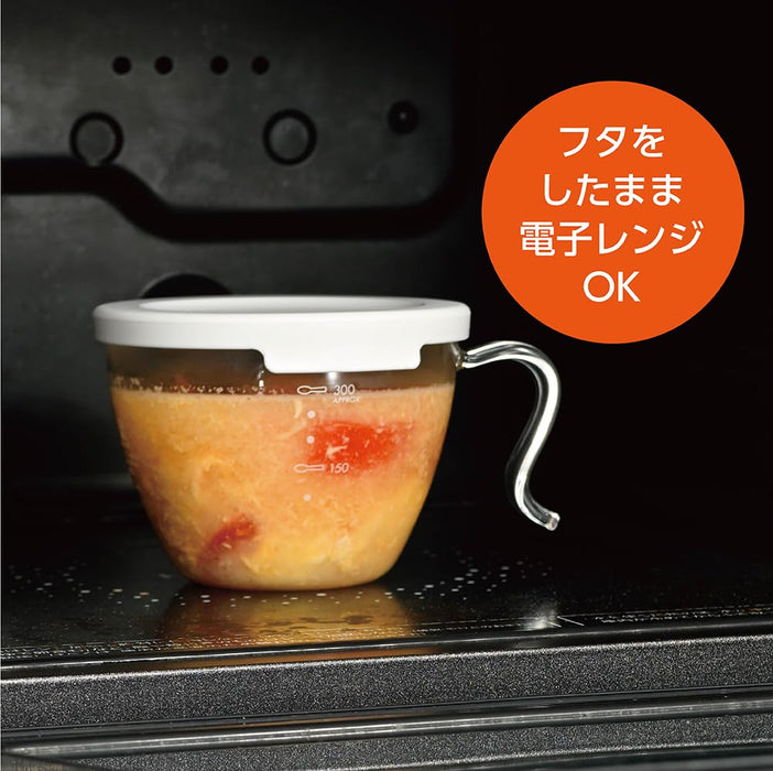 Hario Microwave Soup Cup 300ml White Stackable Glass Made in Japan-Kiichin - The #1 Place for Japanese Goods in Your Hand!