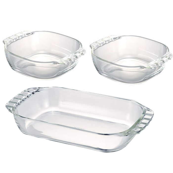 Hario Heat Resistant Glass Toaster Plates Set of 3 Made in Japan HTZ-2808-Kiichin - The #1 Place for Japanese Goods in Your Hand!