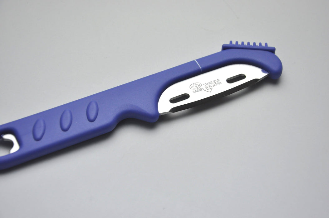 Hasegawa Knives BS-2500H Blue Scissors with Label Scraper Feature