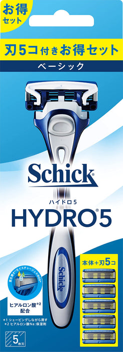 Schick Hydro 5 基本刮鬍刀組合套裝，附支架和 4 個替換刀片