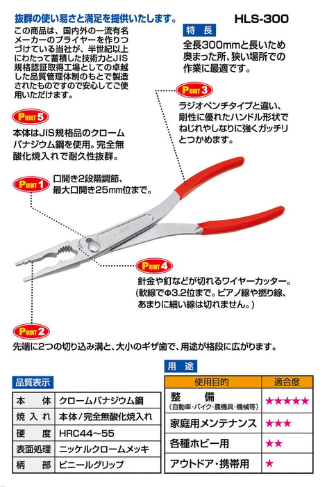 Igarashi Plyer HLS-300 直超長鉗子日本製造 Tsubame Sanjo