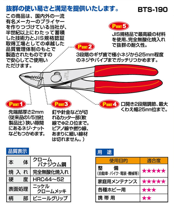 Igarashi Plyer 超薄彎鼻 190mm 日本製造 Tsubame Sanjo