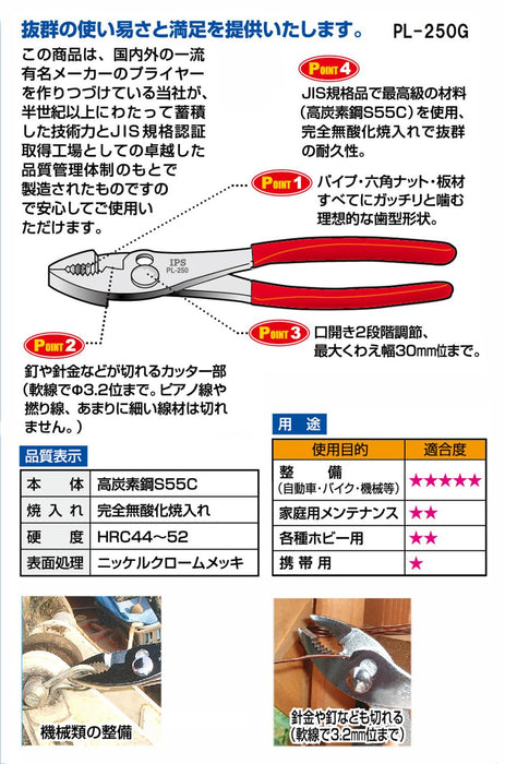 Igarashi Plyer 250mm 帶握把組合鉗 日本製造 - Tsubame Sanjo