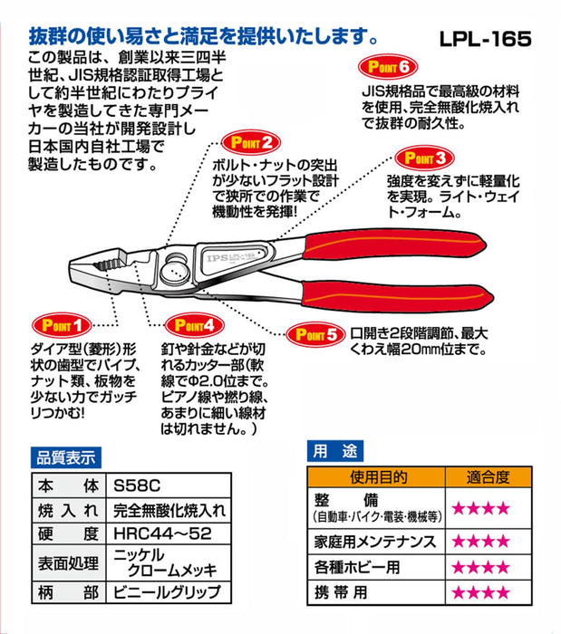 五十嵐 Plyer 輕塑膠 LPL-165 165mm 日本製 Tsubame Sanjo