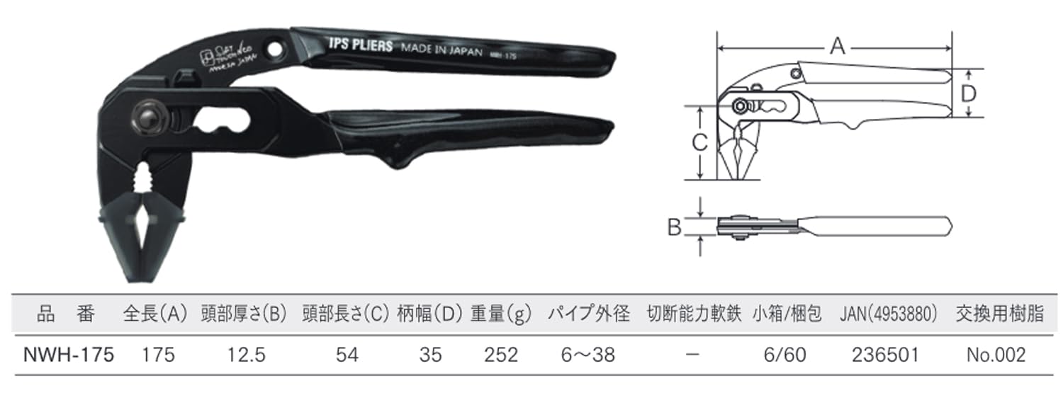 Igarashi Plyer Soft Touch Neo 175mm Water Pump Pliers Evolution Series