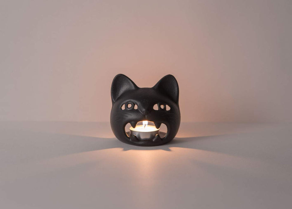 Iwachu Nambu Ironware Black Cat Candle Stand 9x8.5cm Elegant Design-Kiichin - The #1 Place for Japanese Goods in Your Hand!