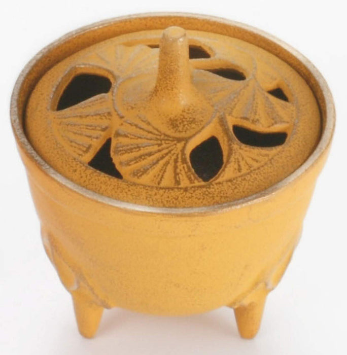 Iwachu Ginkgo Gold Yellow Incense Burner Nambu Ironware 8.5x9cm-Kiichin - The #1 Place for Japanese Goods in Your Hand!