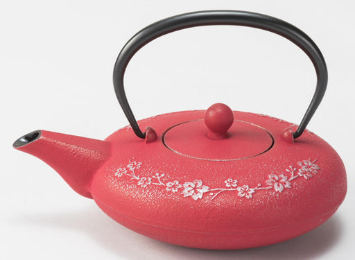 Iwachu Japanese Sakura Teapot 0.6L Silver Red Enameled Nambu Ironware-Kiichin - The #1 Place for Japanese Goods in Your Hand!