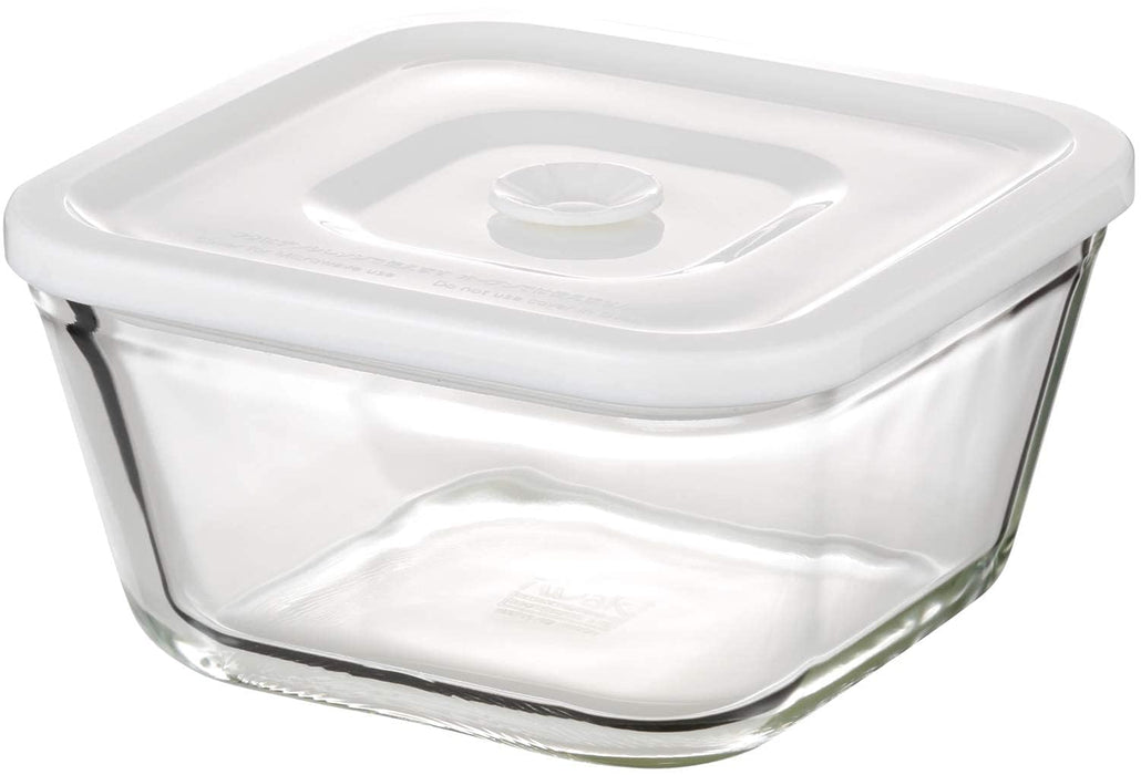 Iwaki Heat-Resistant Glass Container Large 700ml White Deep 15.5x15.5x8cm