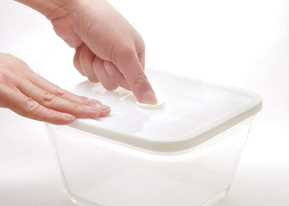 Iwaki Heat-Resistant Glass Airtight Container Medium 450Ml White 15.5Cm