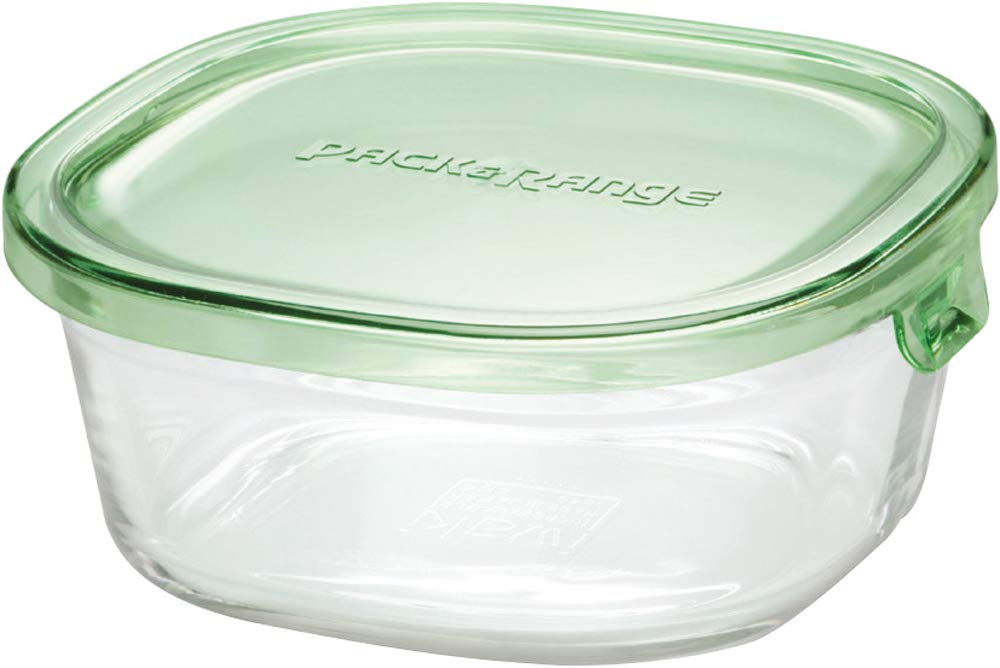 Iwaki Small Green Square Heat-Resistant Glass Storage Container 450ml