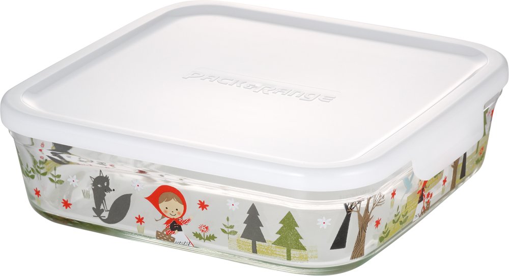 Iwaki Large 1.2L Heat-Resistant Glass Storage Container with Red Hood