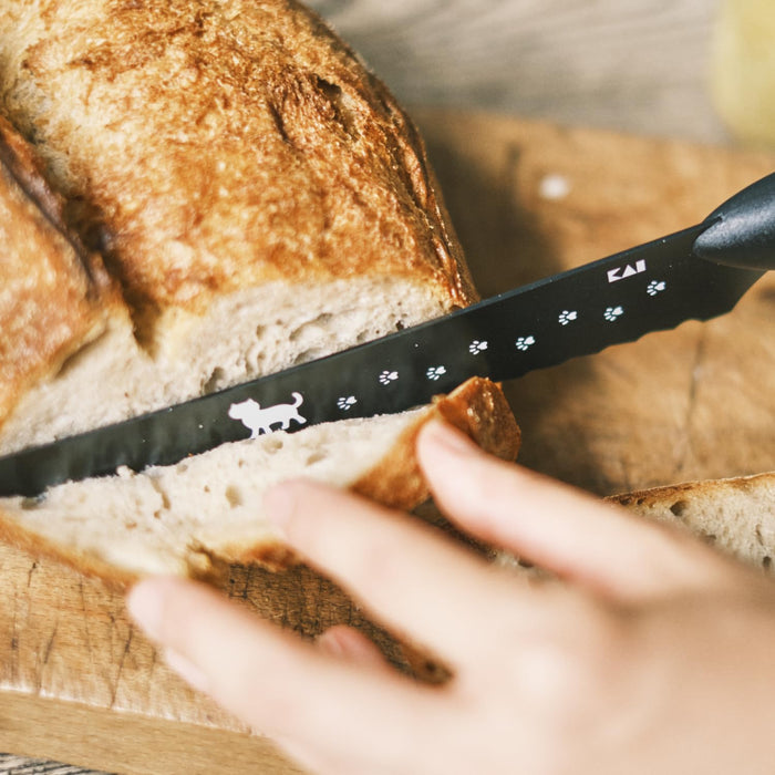 Kai Corporation Nyammy AB5804 Black Cat Bread Knife - Precision Cutting Tool