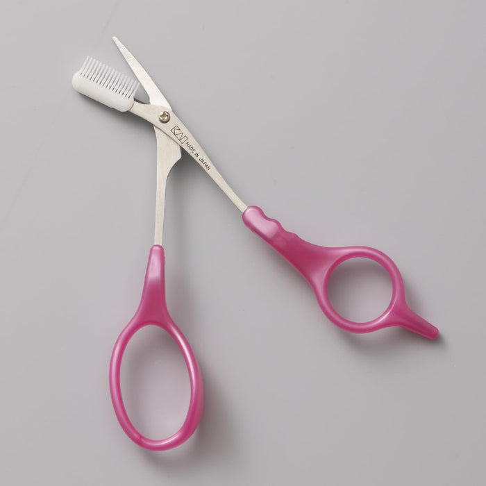 Kai Eyebrow Scissors with Comb Detachable Pink Compact 3D Shape Japan