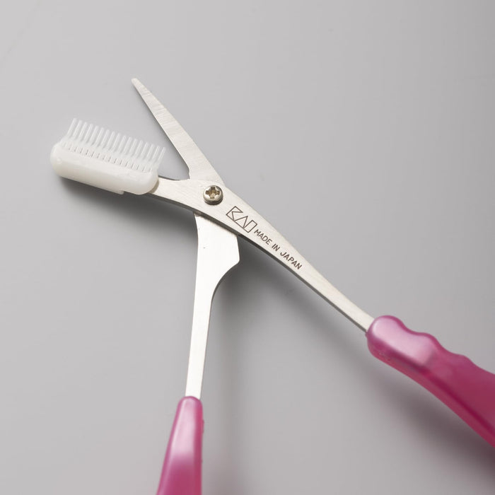 Kai Eyebrow Scissors with Comb Detachable Pink Compact 3D Shape Japan
