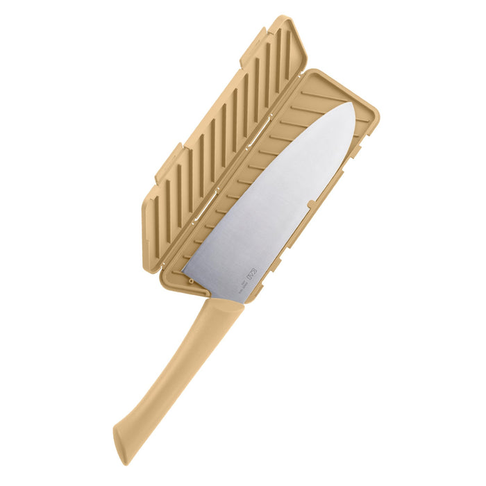 Kai Corporation Multi-Purpose 165mm Santoku Knife with Sheath Beige Dishwasher Safe