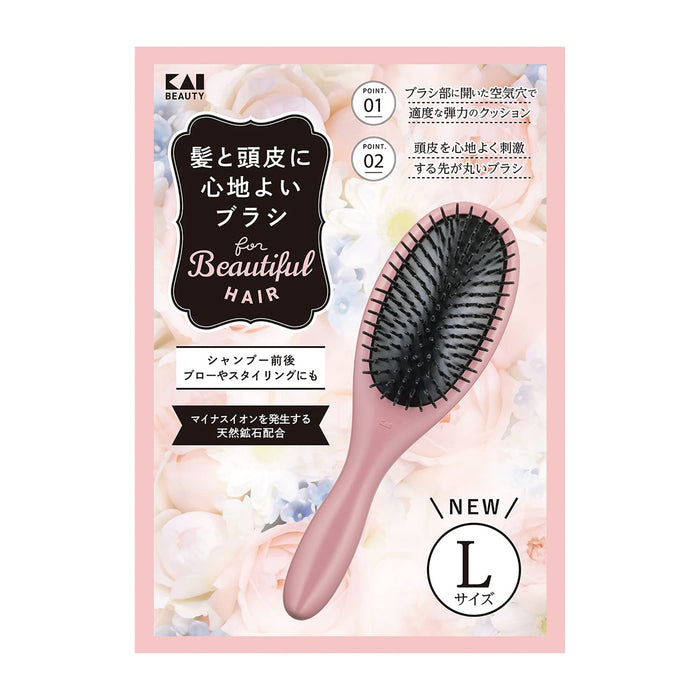 Kai Poly Hair Brush L with Negative Ions for Scalp Care and Styling
