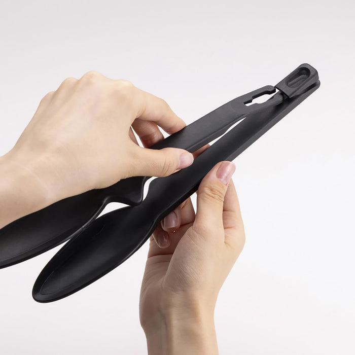 Kai Corporation Kasanaru De5777 Black Tongs Dishwasher Safe Easy Clean Stackable-Kiichin - The #1 Place for Japanese Goods in Your Hand!