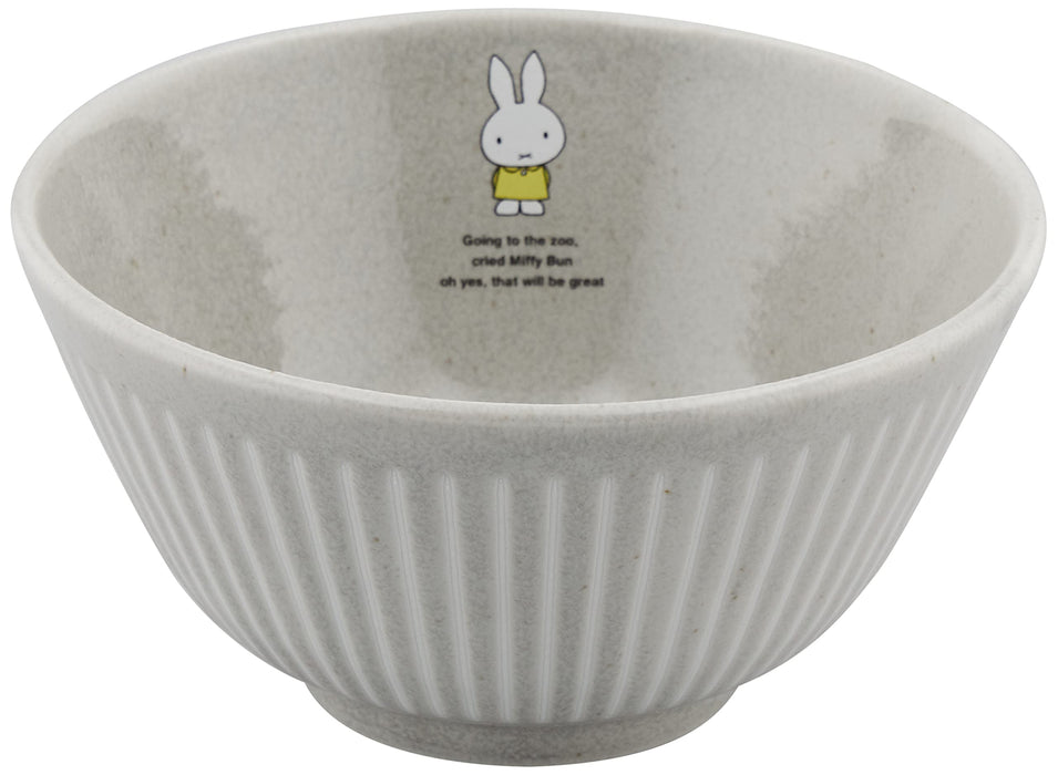 Kanesho Pottery Ceramic Miffy Rice Bowl 12cm Gray Stoneware for Kids-Kiichin - The #1 Place for Japanese Goods in Your Hand!