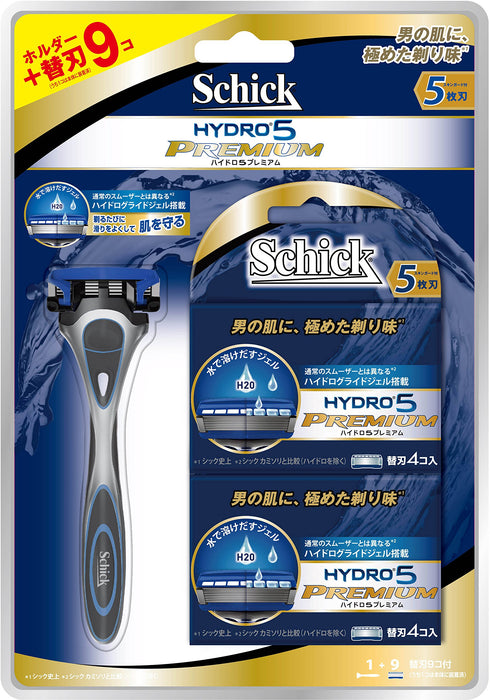 Schick Hydro 5 Large Capacity Men's Razor 9 Premium 5-Blade Replacement Pack with Holder